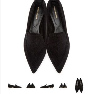 NWOB Nicholas Kirkwood  Pointed Toe Shoes  Black  Glitter Beya  Sz 38 EU 7.5 US